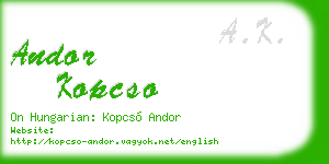 andor kopcso business card
